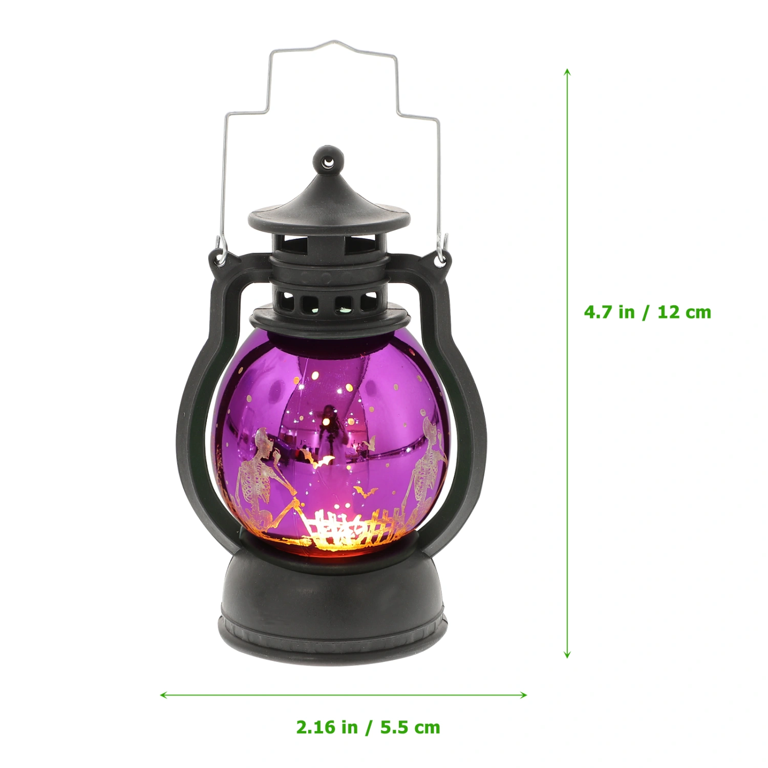 Halloween Skeleton Lantern Light Portable Battery Powered Skull Light Hanging Lantern Lamp