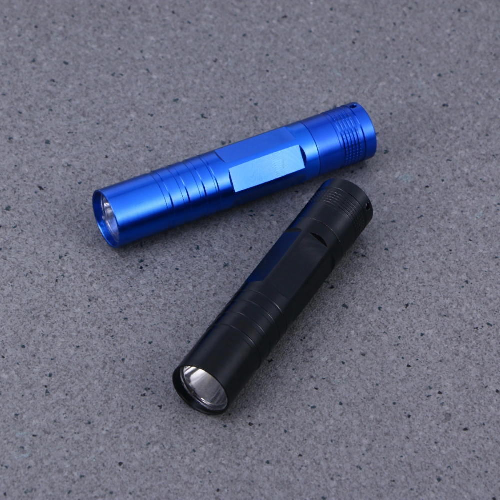 2PCS Led Pocket Torch Ultra-bright Outdoor Waterproof Portable Small Flashlight With Aluminum Alloy And Keyring For Camping Walking Hiking Climbing Etc (Black+Blue-No battery Included)