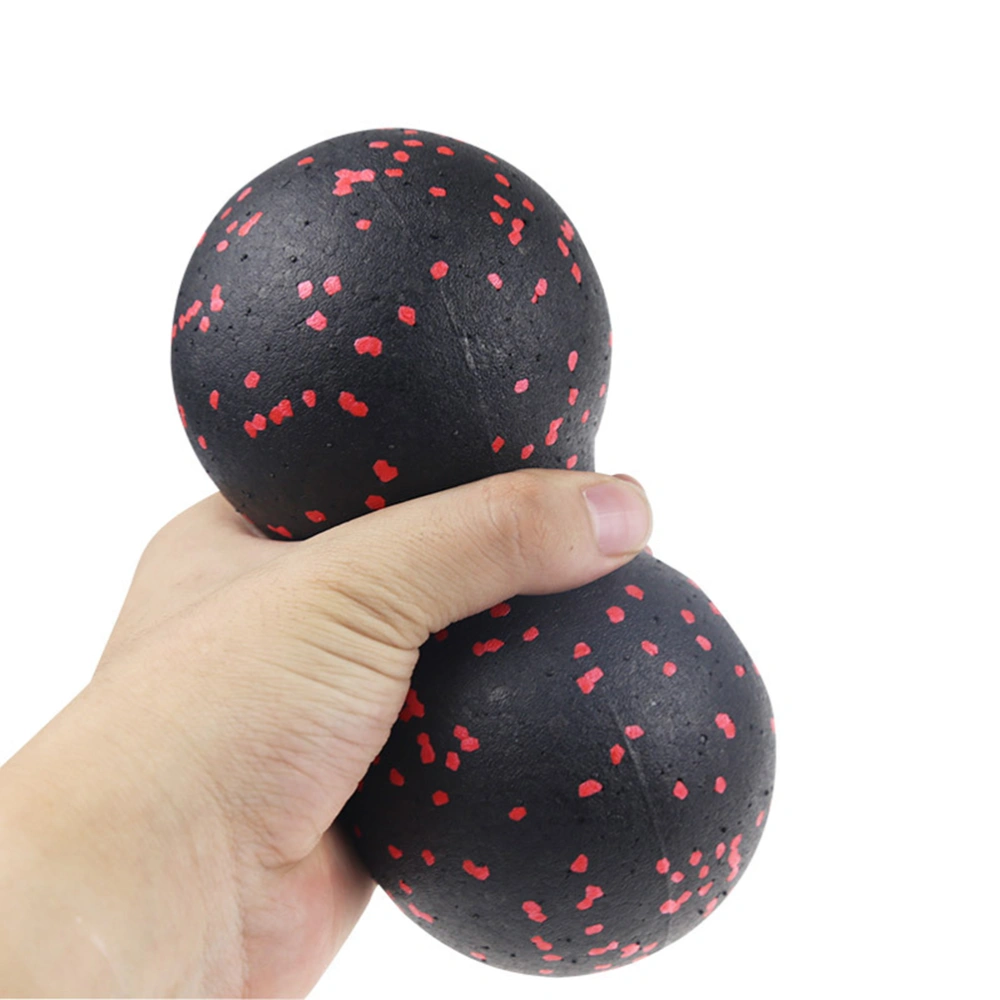 EPP Muscle Relaxation Dual Ball Peanut Massage Ball Yoga Fitness Lacrosse Ball for Home Office (Black Red)