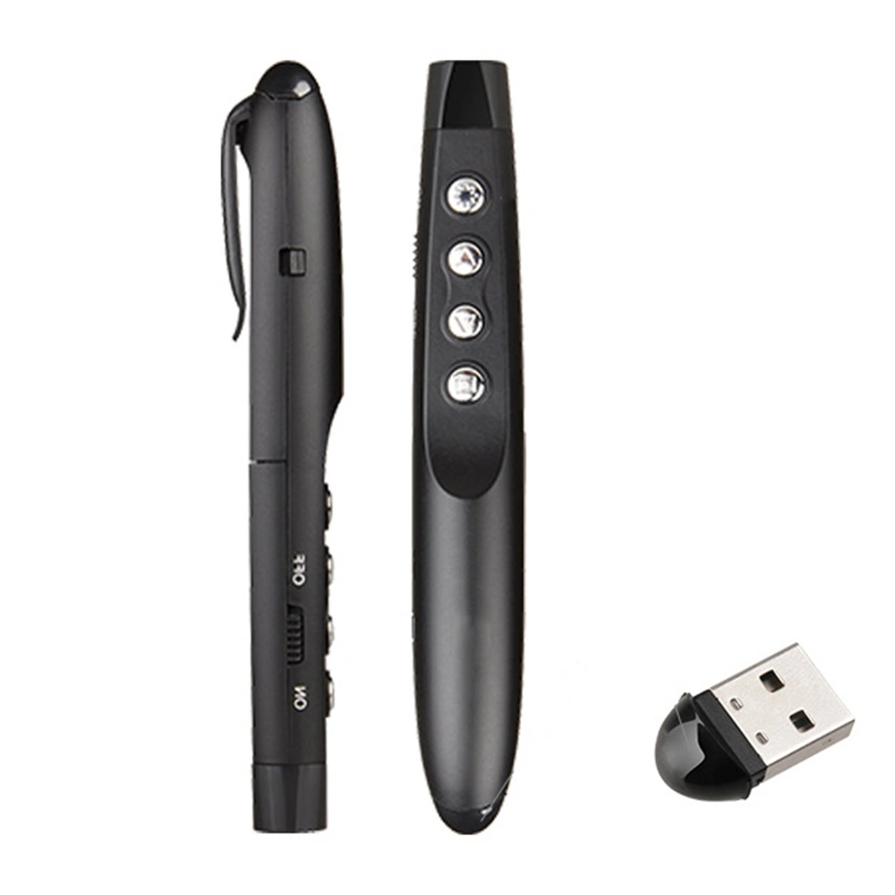 2.4GHz Wireless Presenter Pointer Powerpoint Clicker Presentation Pen No Battery (Black)
