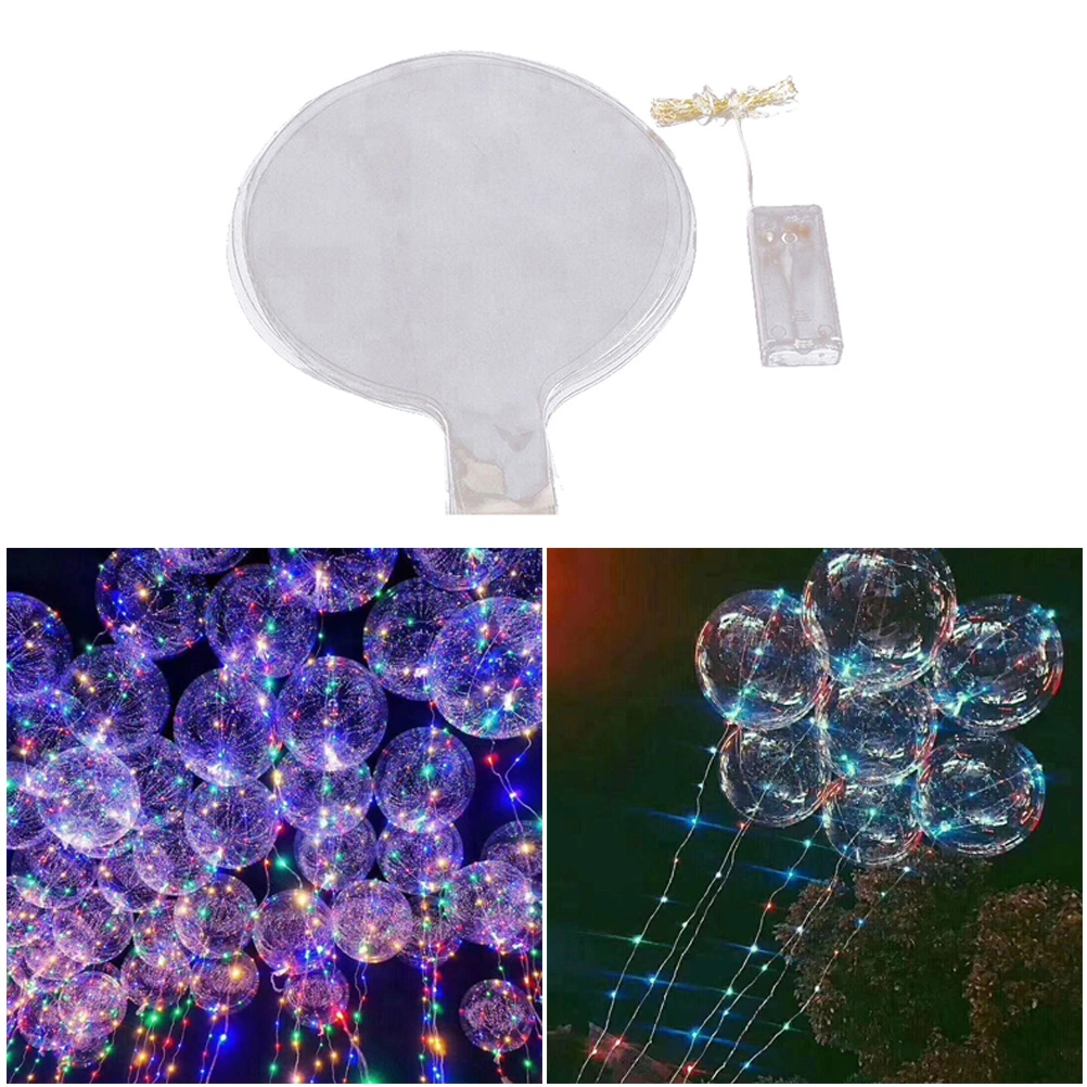6 Set LED Light Up Air Popo Balloon Transparent Balloon Flashing Mixed Color Light With 3m Copper Wire and LED Light Bar for Birthday Christmas Wedding Halloween Party Decoration (Colorful)