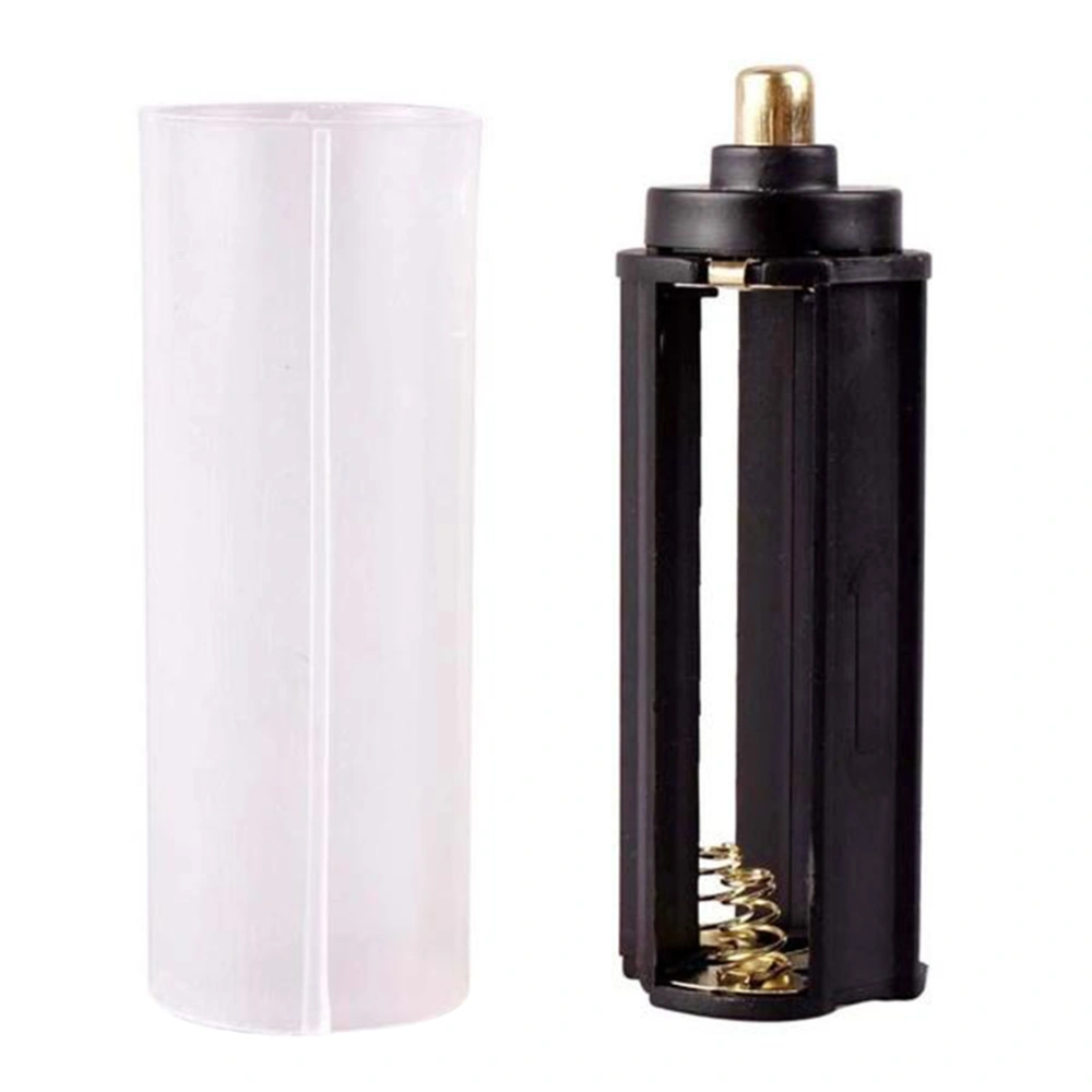 2 Pcs Black Plastical Metal AAA Battery Holder Box Case Cylindrical Type For 18650 Flashlight