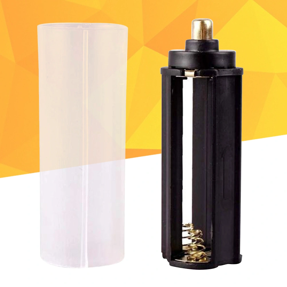 2 Pcs Black Plastical Metal AAA Battery Holder Box Case Cylindrical Type For 18650 Flashlight