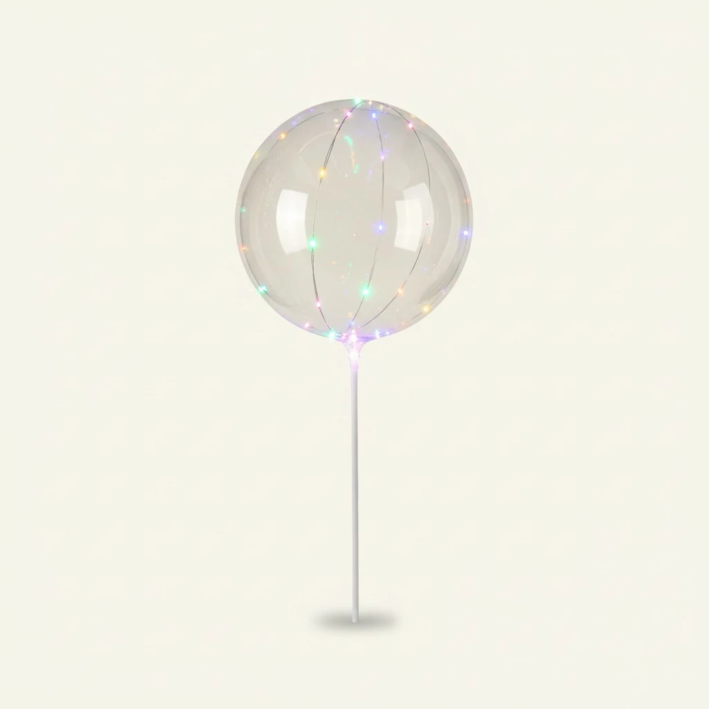 LED Light Up Air Popo Balloon 18 Inch Transparent Balloon Flashing Mixed Color Light With 3m Copper Wire and LED Light Bar For Birthday Christmas Wedding Halloween Party Decoration (Red)