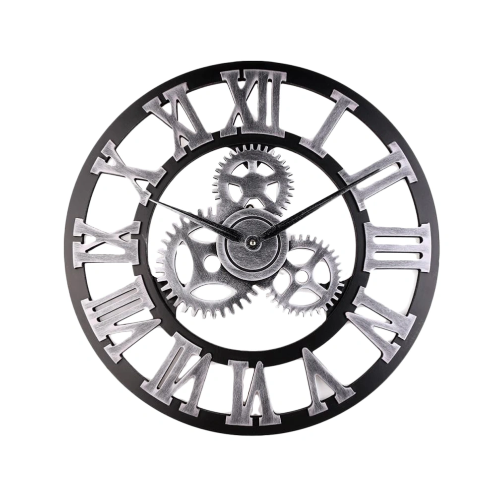 1Pc 45cm Industrial Gear Wall Clock Decorative Wall Clock Industrial Style Wall Clock Without Battery (Silver)