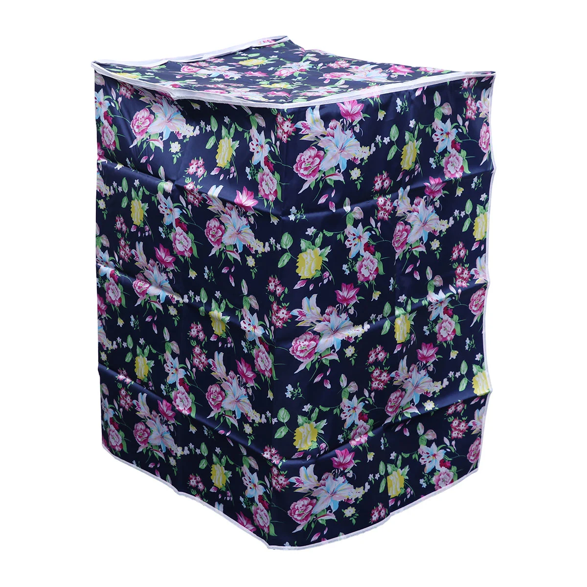 55×58×87cm Fully Automatic Washing Machine Cover Polyester Satin Cloth Waterproof Washing Machine Case Protector (Black Rose)