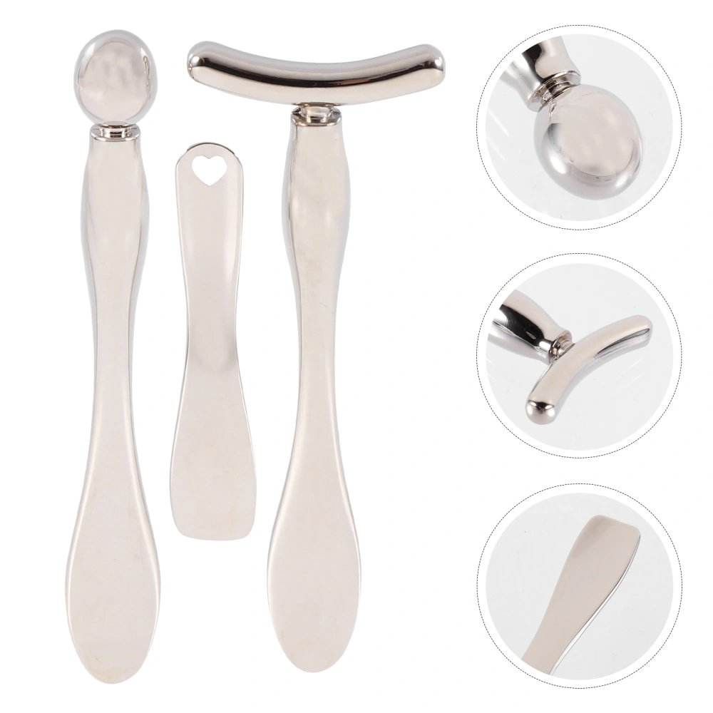 3pcs Metal Eye Face Cream Applicator Stick Cosmetics Spoon Spatula Massager Tool