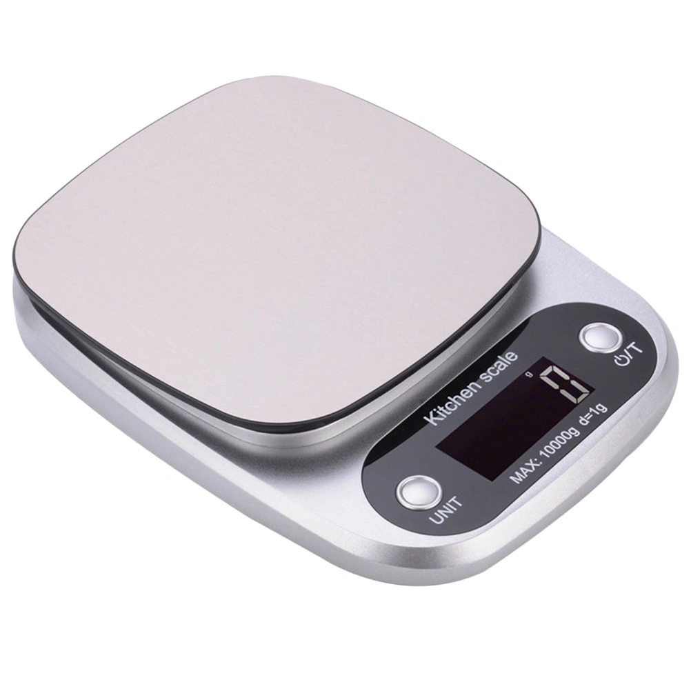 1PC Portable Small Digital Scale Stainless Steel Kitchen Scales Multifunction Baking Food Scale Coffee Electronic Platform Scale for Home Store (10kg/1g Silver No Battery)