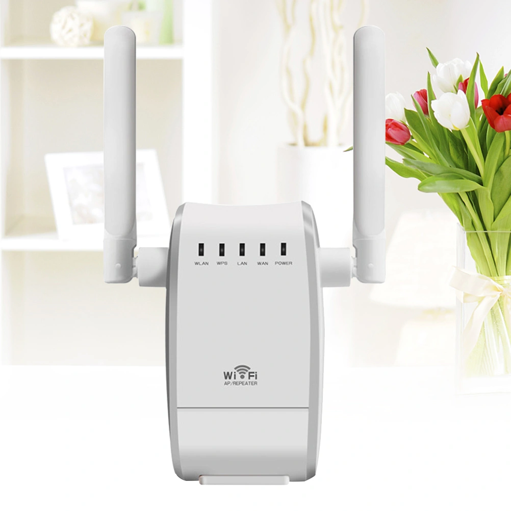 300Mbps 2.4GHz Wireless Repeater WIFI Wireless Amplification Router with EU Plug (White)