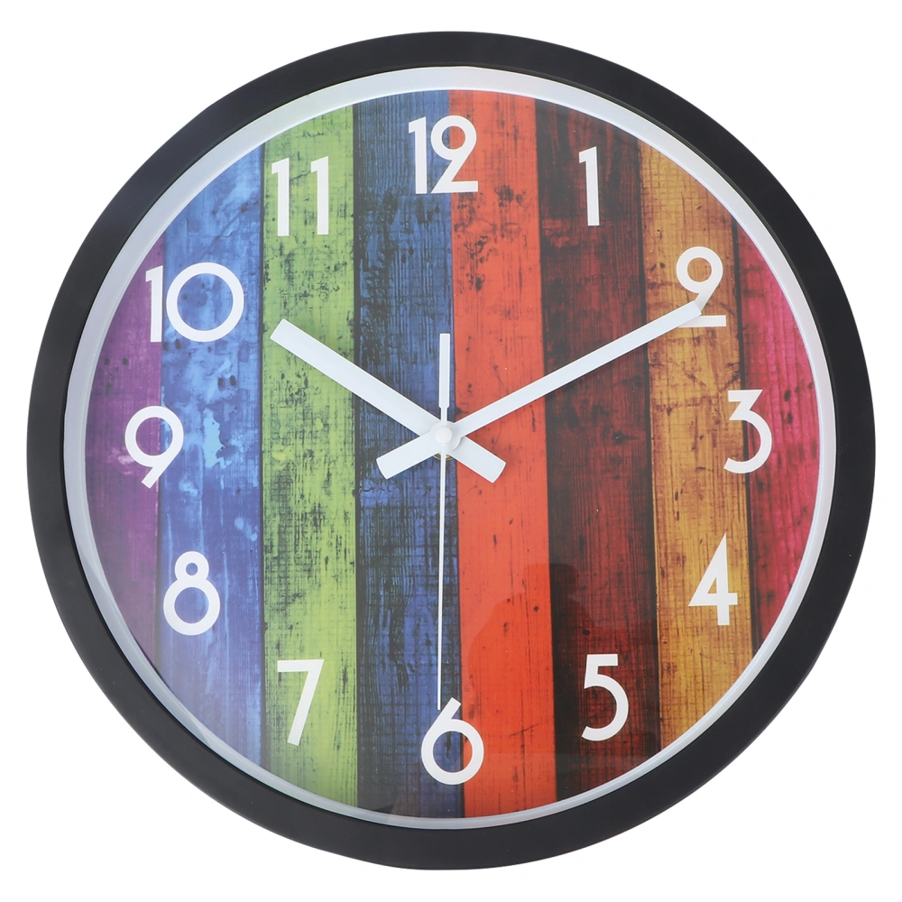 1PC Wall Clock Decor Colorful Wood Grain Wall Clock Retro Wood Grain Hanging Clock Simple Quartz Wall Clock Fashionable Wall Decorative Clock Creative Household Hanging Clock for Home Bedroom Without Battery Colorful