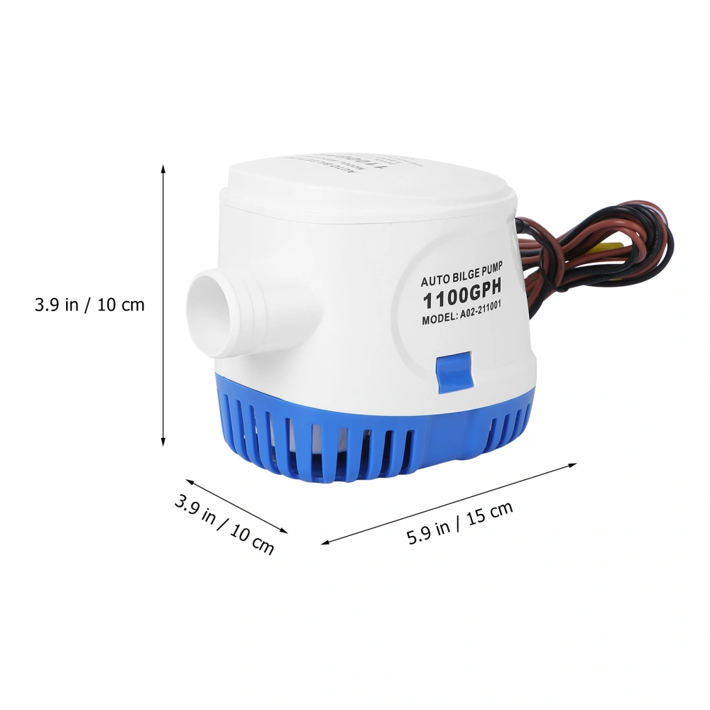 24V 1100GPH Boat Marine Automatic Submersible Auto Switch Bilge Water Pump for Caravan Camping Marine Fishing Boat Small Swimming Pool and Fountains (White Cap)