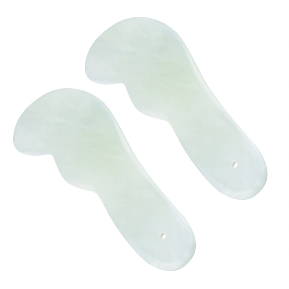 2pcs Natural Shaped Jade Massaging Board Scraping Plate Massage Tools Beauty Skin Care Tool for Women (Light Green)