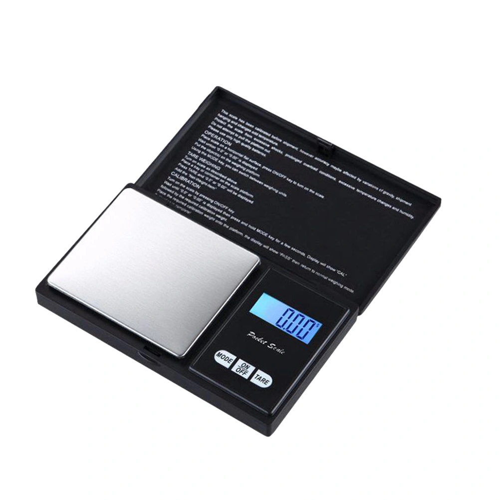 Portable Mini Digital Scale Ultra Slim Multifunction Easy to Clean Large Display Electronic Platform Scale for Tea Leaf Kitchen Food Jewelry (Black)