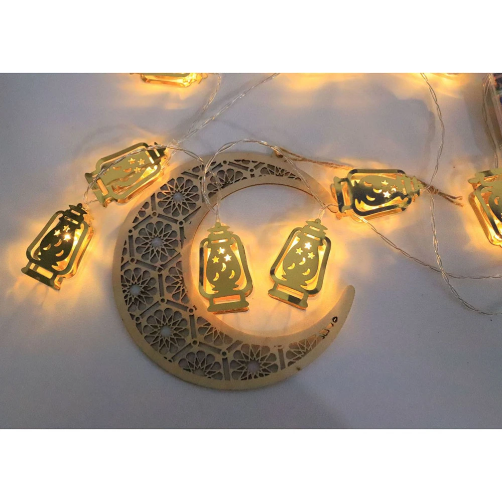 1 Set 1.5 Meters 10-LEDs Muslim Ramadan Decorative String Lights Golden Oil Lamp Creative String Lamp for Festival Party (Battery Style, without Batteries,1.5m x 10 LEDs)