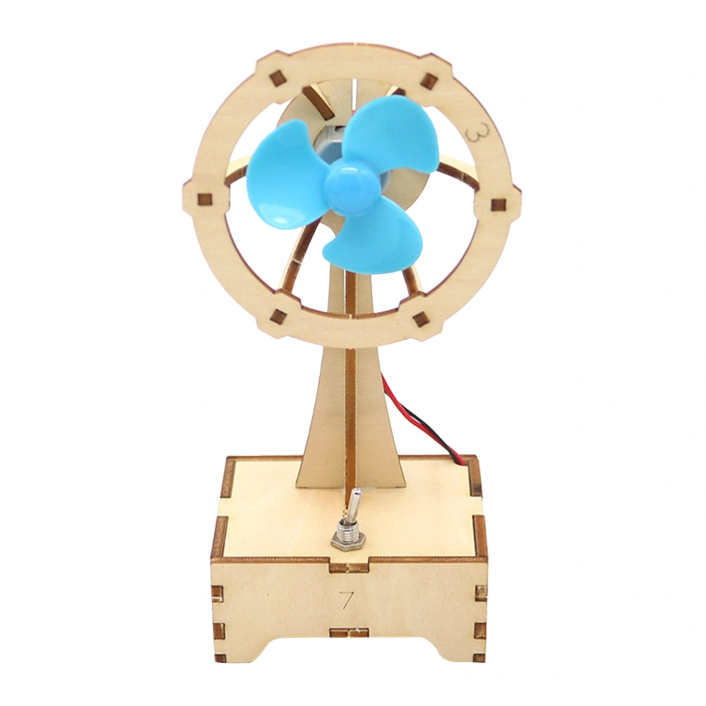 1 Set of Fan Assembled Model Delicate Desktop Layout DIY Wooden Puzzle Handmade Craft Without Battery (Random Accessories Color)