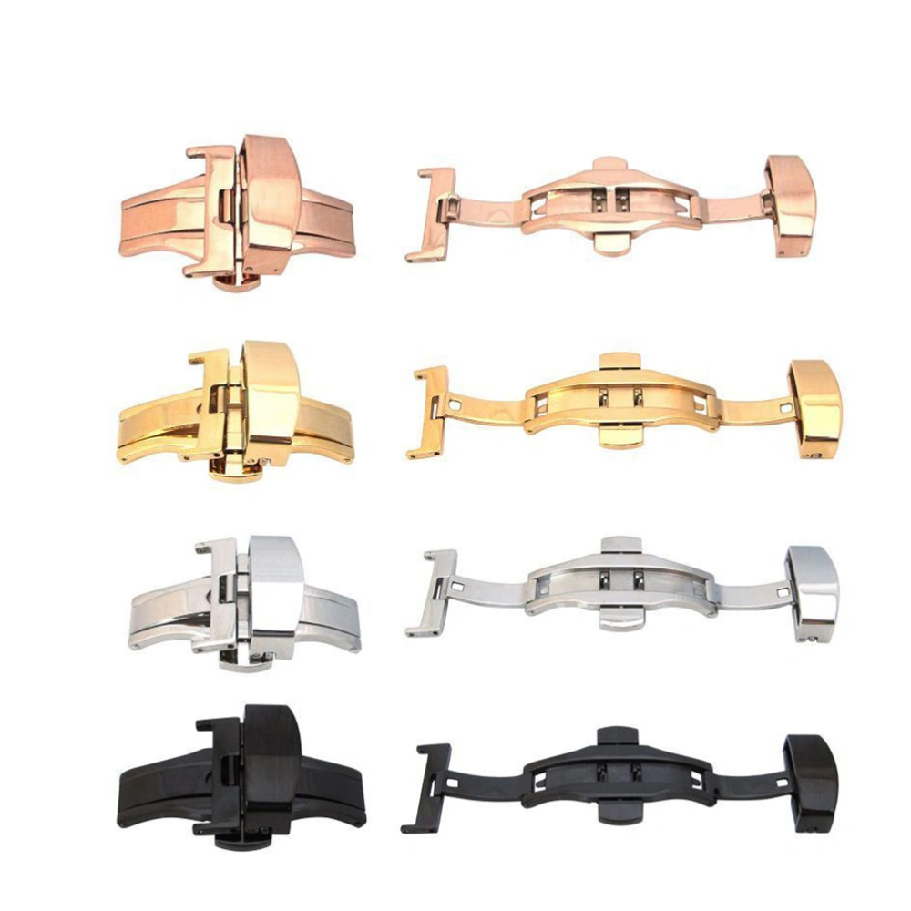 Stainless Steel Watch Buckle Double Push Button Deployment Clasp For Watch Band Strap 22MM (Rose Gold)