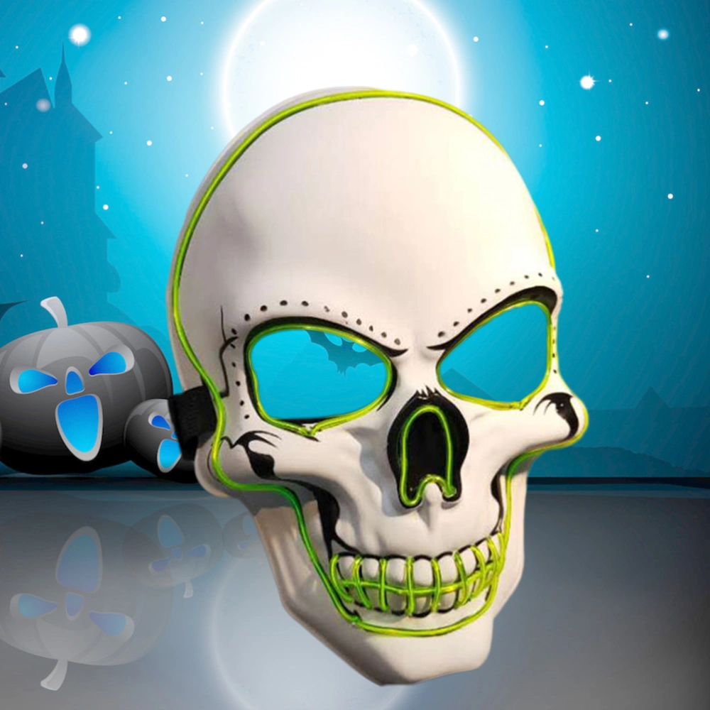 Halloween LED Glowing Mask Skull Head Night Luminous Mask Scary Head Cover Halloween Cosplay Mask (Without Batteries)