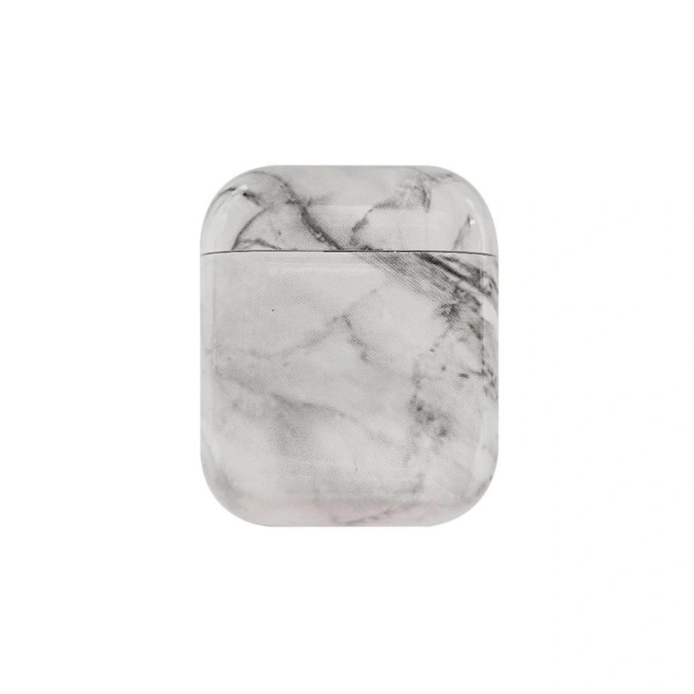 Simple  Wireless Earphone Box Protection Shell Holster Marble Protect Case for Airpods (White)