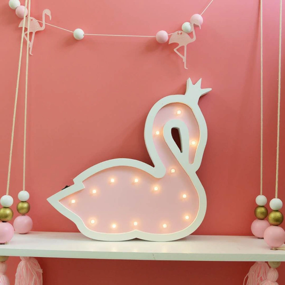 Night Lights Swan LED Wooden Decorative Battery Operated Table Lamps for Nursery Decor Kid's Room Home Decor