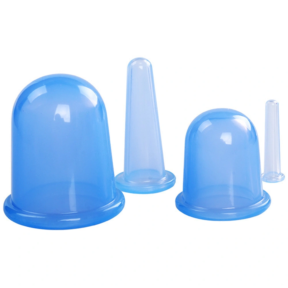 2 Pcs Silicone Vacuum Cupping Cup Anti Cellulite Body Massager Back Neck Pump Suction Cupping Cup Moisture Absorber(Blue)