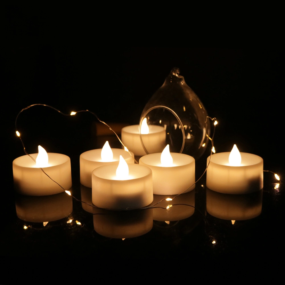 6PCS Smokeless Electronic Candle Colorful Romantic Electronic Candle Light without Battery for Home - Yellow (White)