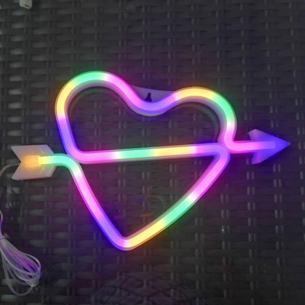 1pc Love Shaped Neon Lamp LED Modelling Light for Home Party Decor (Colorful)