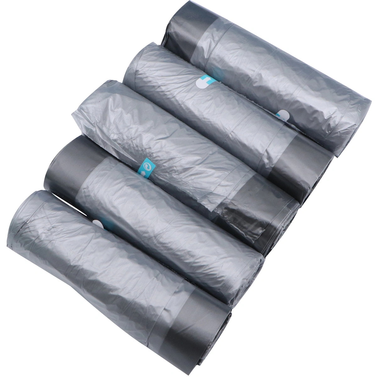 5Rolls 75Pcs Thick Garbage Bags Roll Cover Storage Bag For Home Waste Trash Bags Automatic Closing Up (Metallic)
