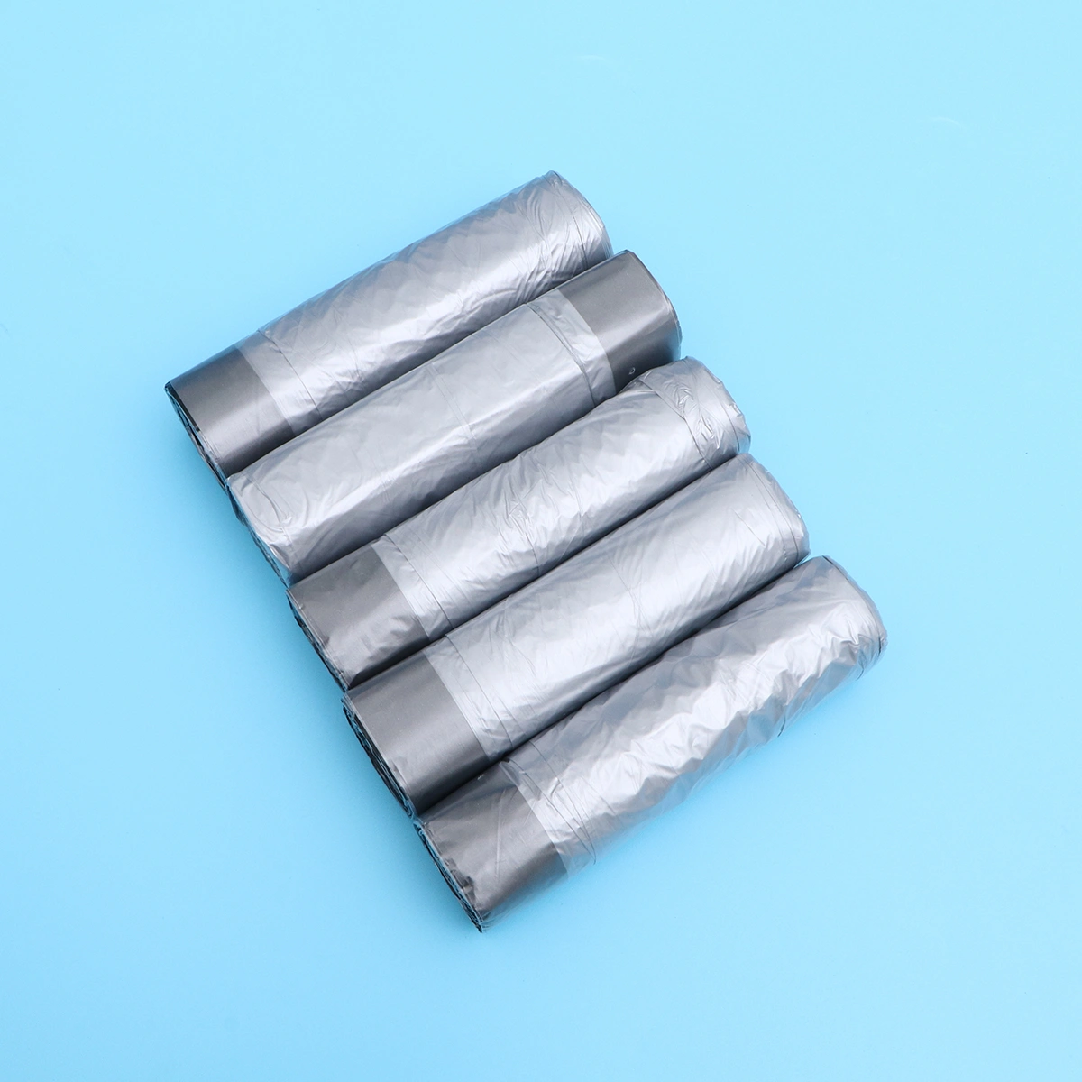 5Rolls 75Pcs Thick Garbage Bags Roll Cover Storage Bag For Home Waste Trash Bags Automatic Closing Up (Metallic)
