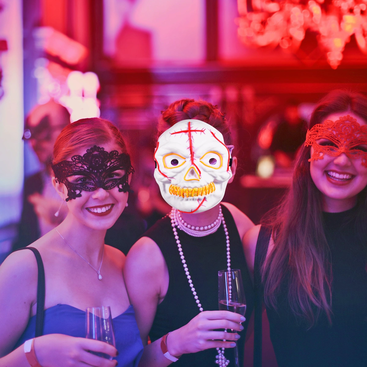 Luminous Mask Halloween Mask Party LED Face Cover Horror Face Mask Party Supply