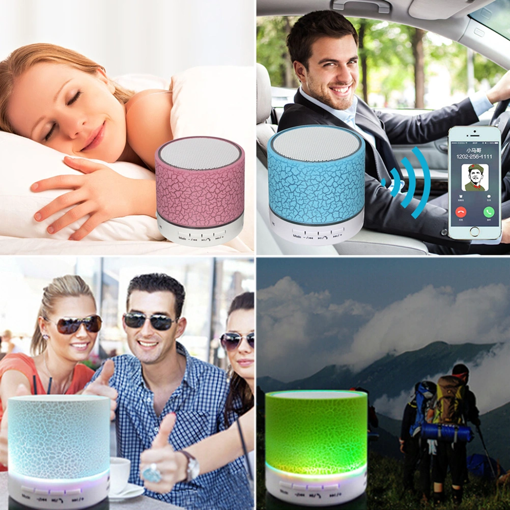Speaker Wireless Handsfree Speakerphone with USB2.0 Memory Slot 3.5mm Audio Built-in Coloured LED Lights Mic Bass Subwoofer (White)