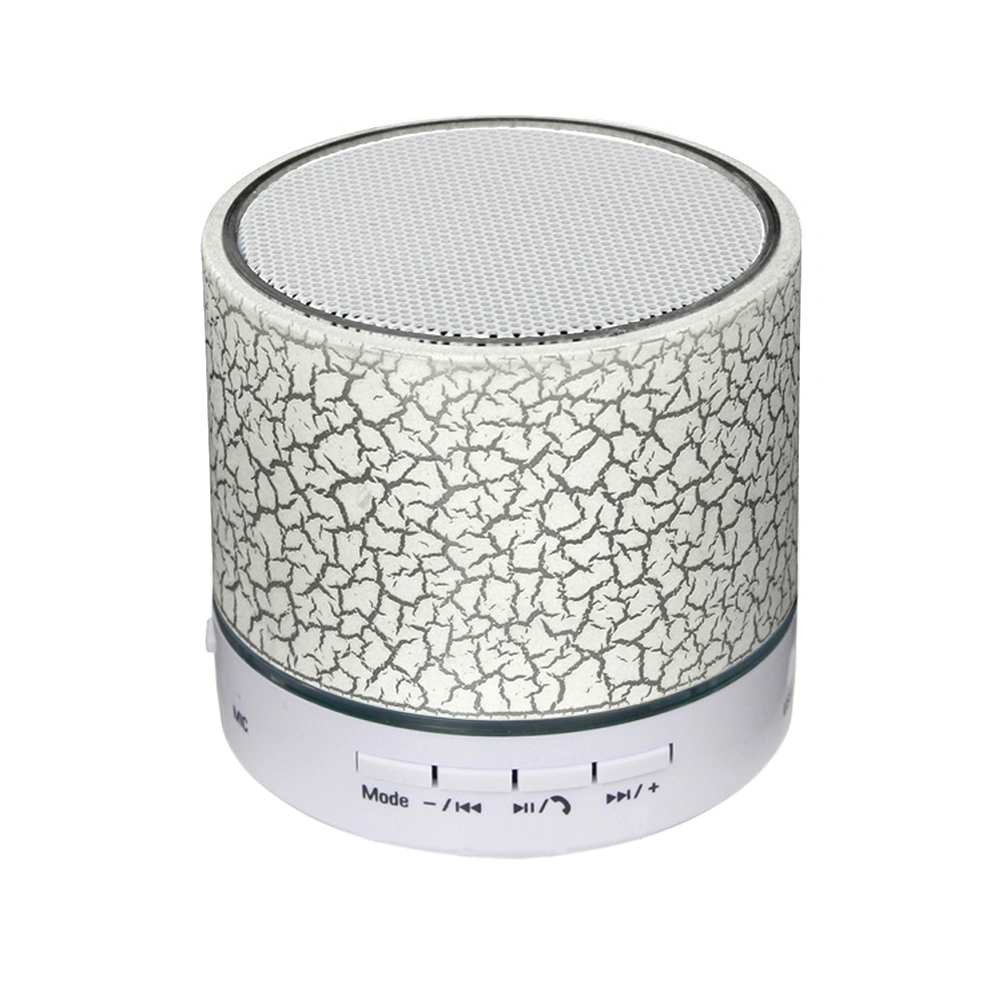 Speaker Wireless Handsfree Speakerphone with USB2.0 Memory Slot 3.5mm Audio Built-in Coloured LED Lights Mic Bass Subwoofer (White)