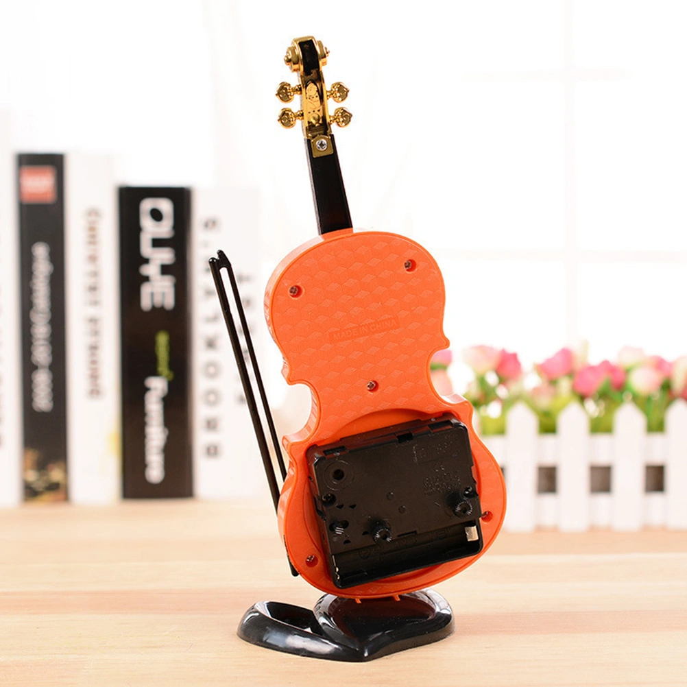 1pc Simulation Violin Clock Desktop Alarm Clocks Bedside Decorative Clock Morning Wake-up Device without Battery Random Color