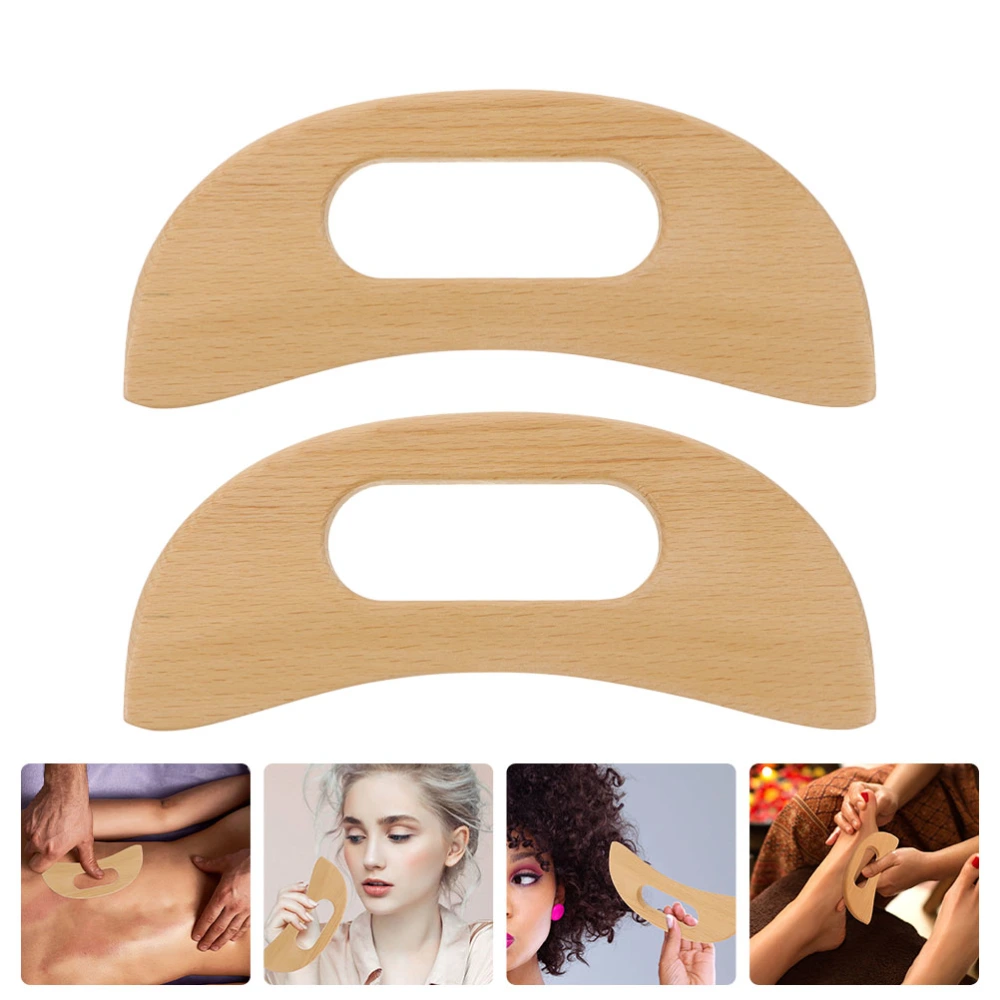 2PCS Wooden Scraping Board Moon Shape Scraping Plate Small Massage Scraping Tool