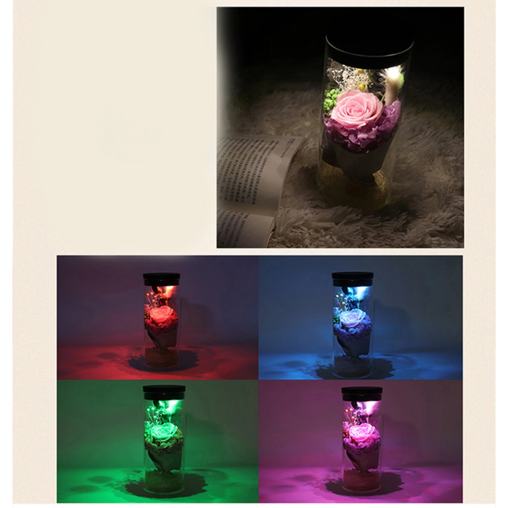 Preserved Fresh Flower Touch Sensor Switch LED Light Floral Decor Wedding Lighting Fresh Flower For Valentine's Day(Red)