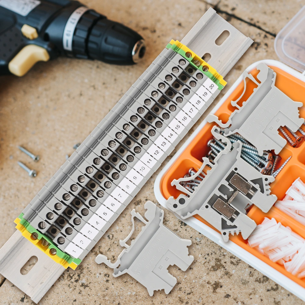 1 Set Din Rail Terminal Block Include Ground Block Ground Block End Bracket