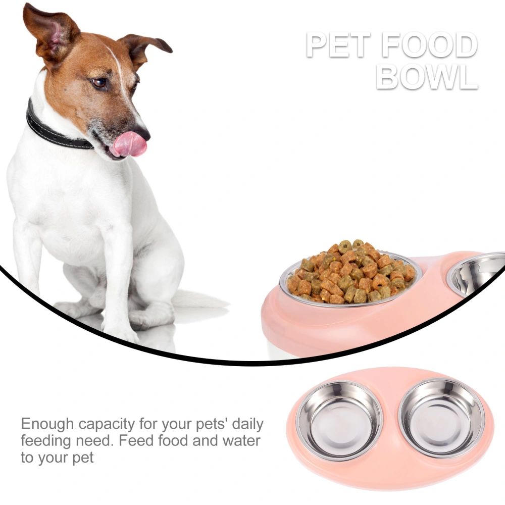 1 Set Dual-Use Pet Cat Dog Feeding Bowl Stainless Steel Nonslip Food Water Dish