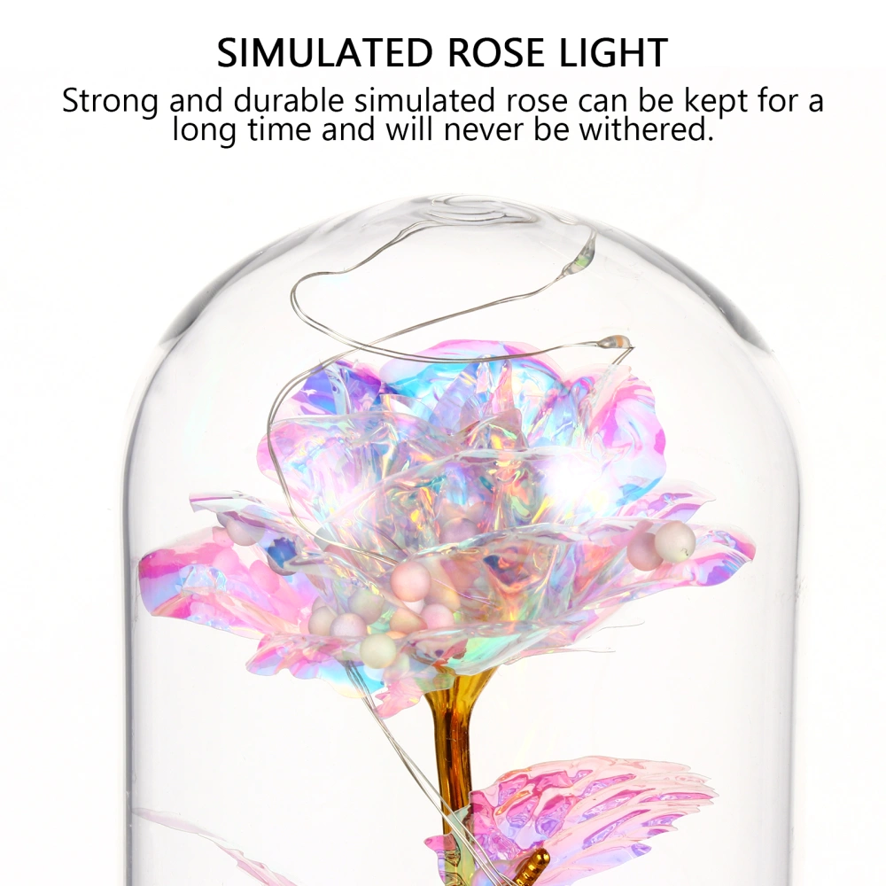 Glass Cover Simulated Rose LED Light Valentine's Day Adornment (Assorted Color)