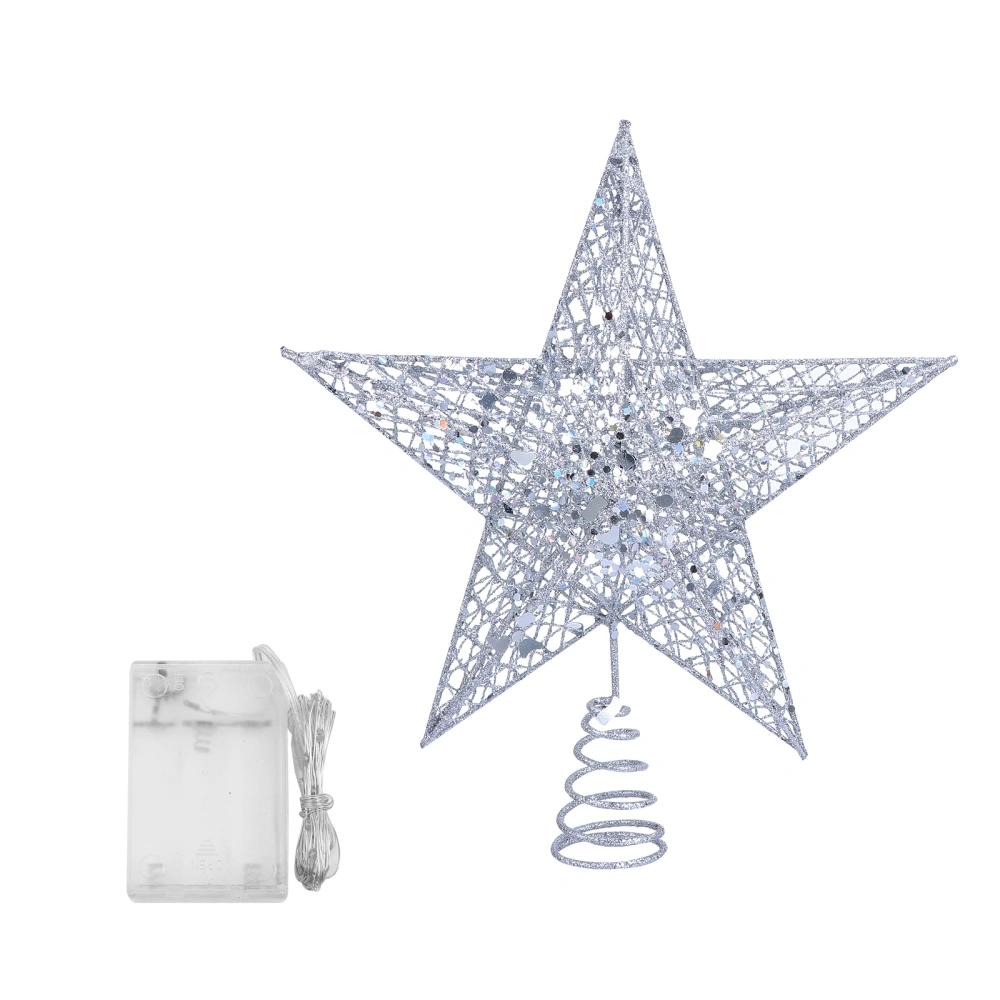 2 Pcs Christmas Tree Ornament Five-pointed Star Lights String Hanging Decoration