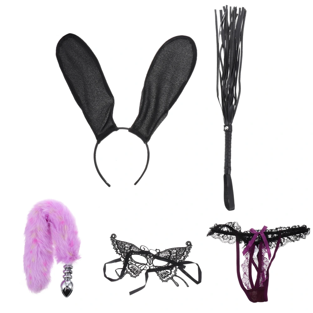 1 Set Simulation Tail Plug Ears Headband Accessories Women Sexy Toy Set