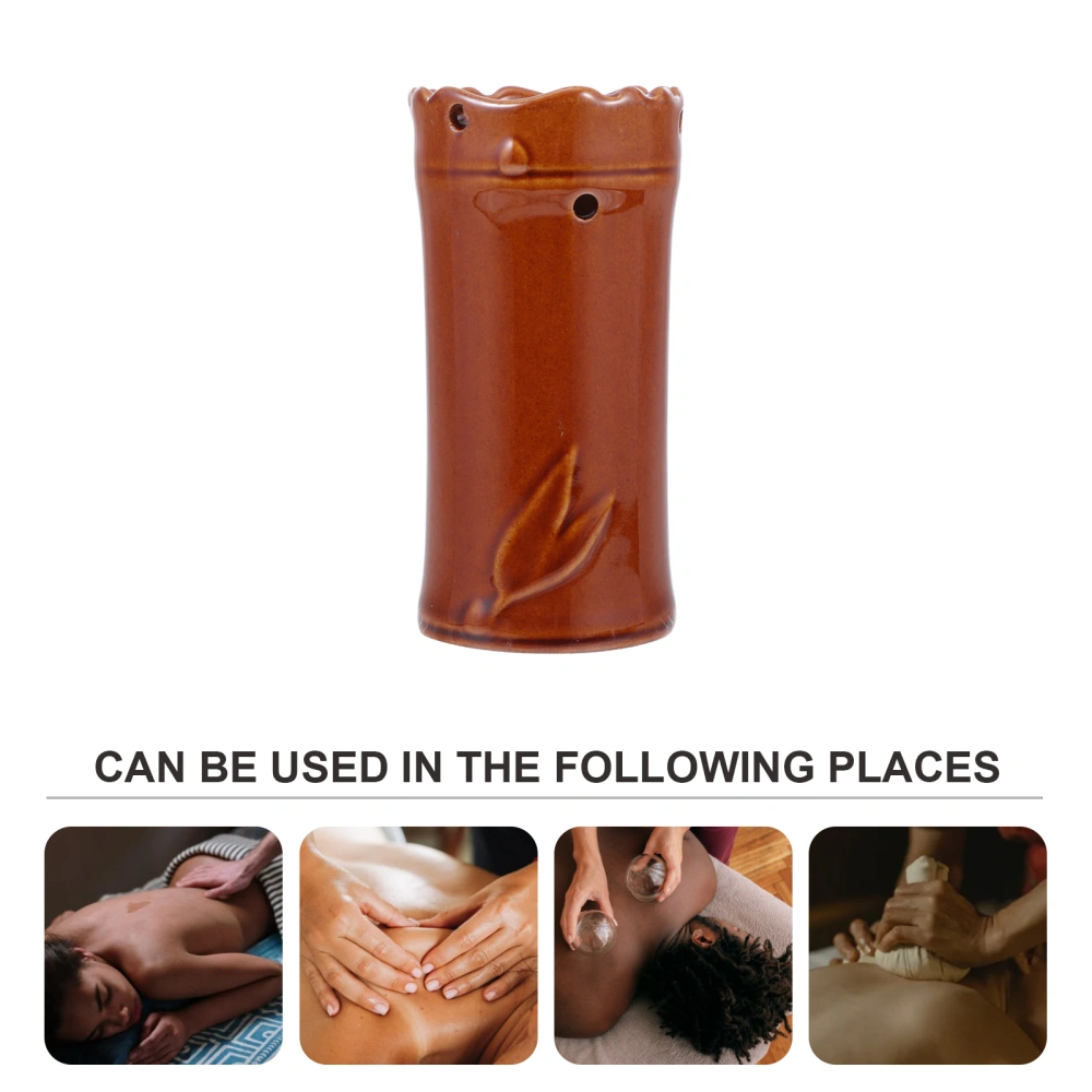 Portable Ceramic Massage Therapy Can Cupping Moxibustion Pot for Home (Coffee)