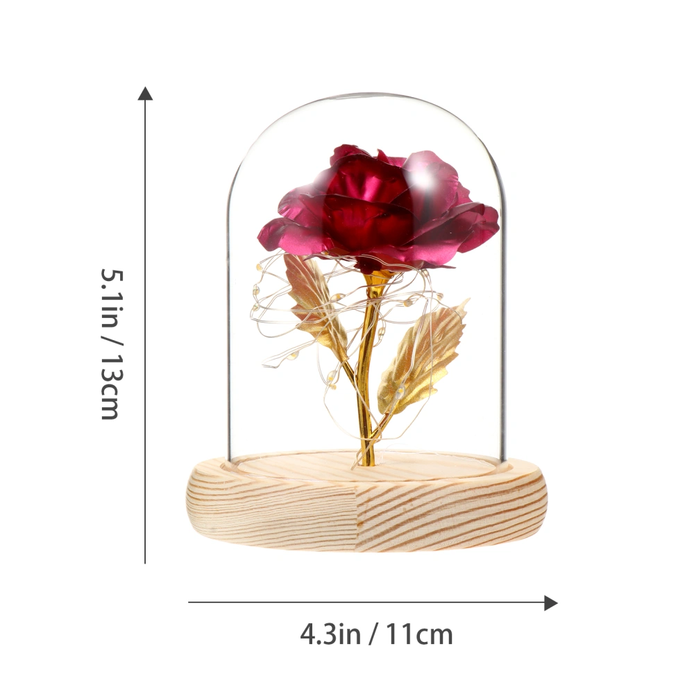 Glass Cover Gold Foil Rose Luxury Retro Style Novelty Unique Desk Gold Rose