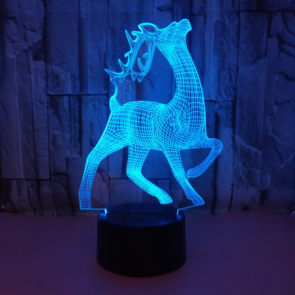 3D Sika Deer Colorful Touch Switch 3D Light Acrylic Electronic  Night Light Illusion Lamp No Battery Included for Home Party