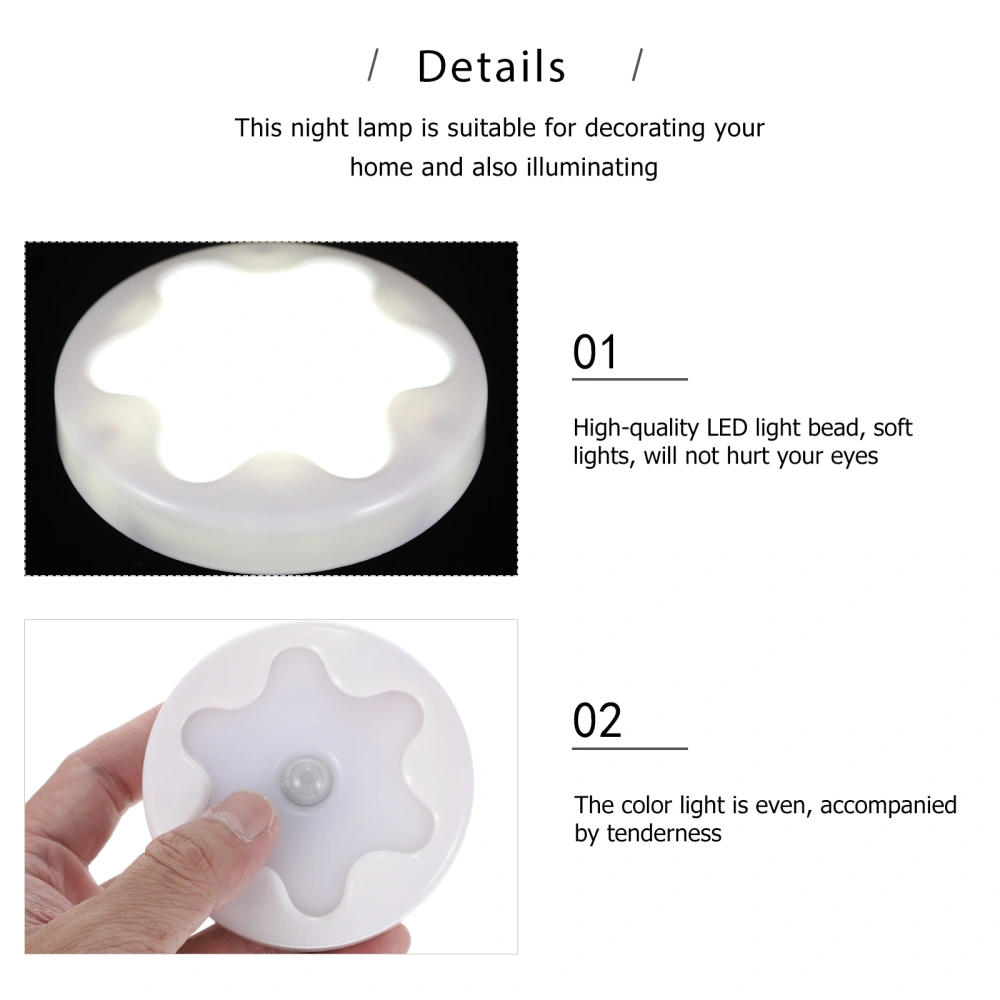 1pc Flower Shape Body Induction Hallway Wall Lamp Night Light LED Cabinet Light