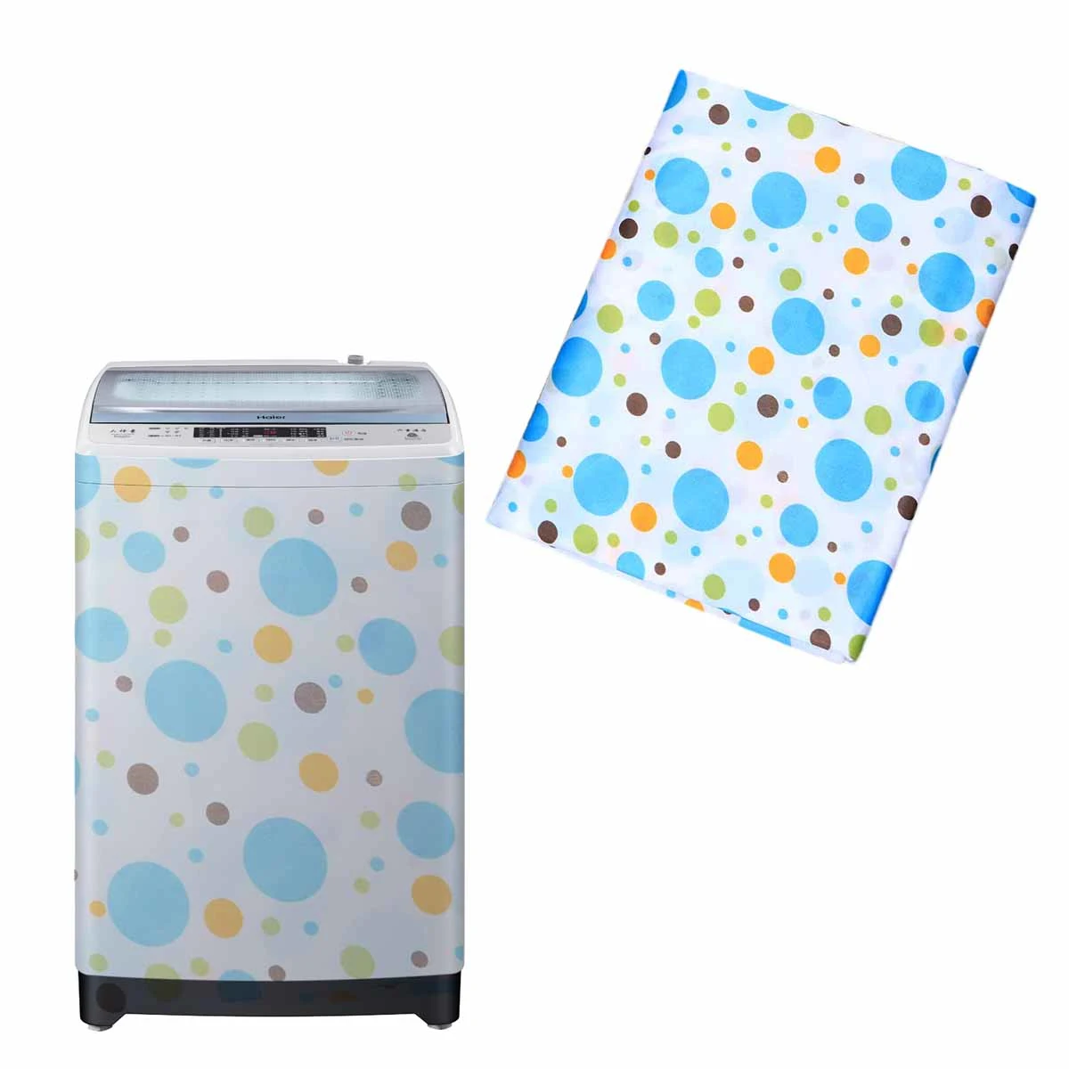 55×58×87cm Fully Automatic Washing Machine Cover Polyester Satin Cloth Waterproof Washing Machine Case Protector (Blue Spotted)