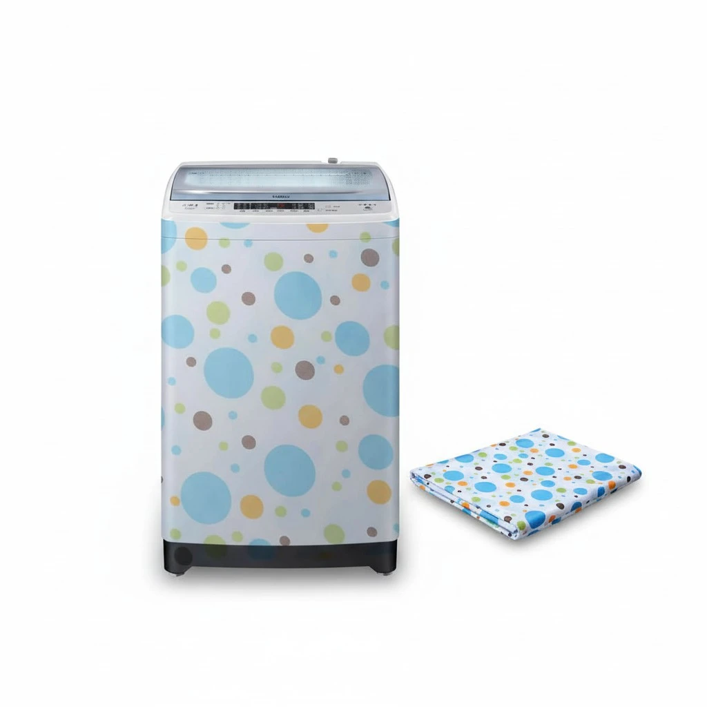 55×58×87cm Fully Automatic Washing Machine Cover Polyester Satin Cloth Waterproof Washing Machine Case Protector (Blue Spotted)