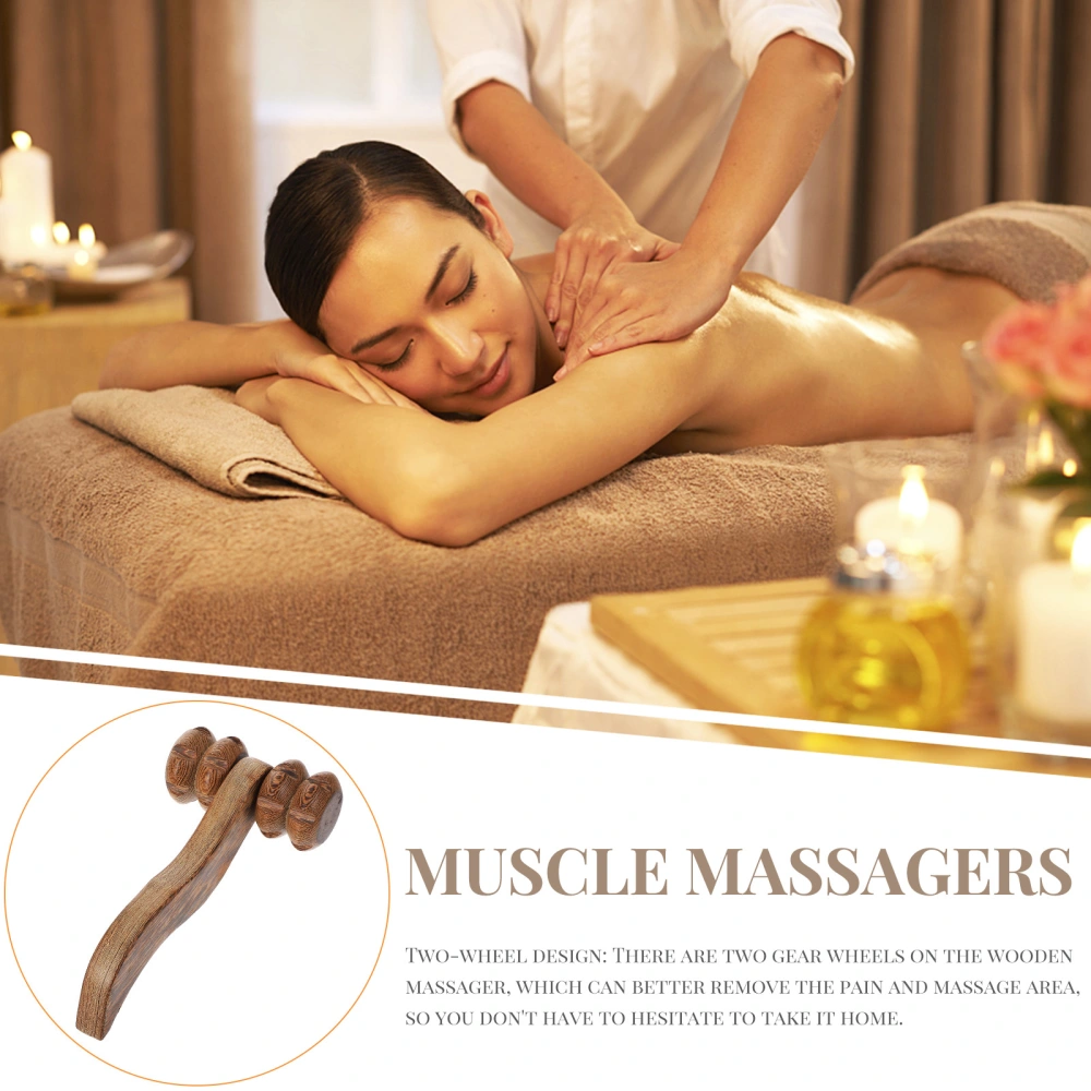 Wooden Hand Held Massager Wood Massage Tools Double Round Roller Massager