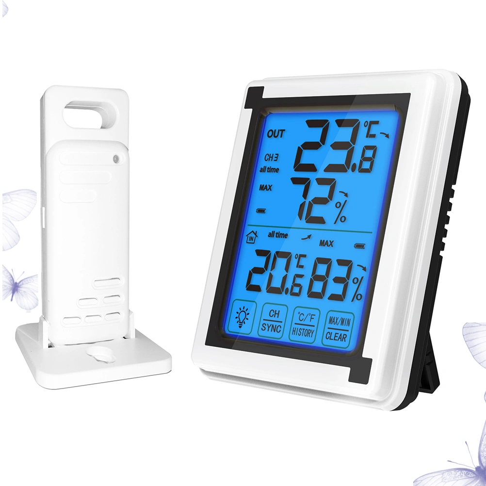 1 Set of 1 to 1 Household Hygrometer LCD Touch Screen Electronic Hygrometer Digital Display Temperature Meter without Battery (White)