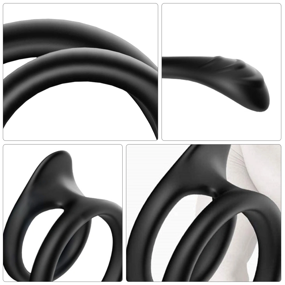 Men Ring Penis Lock Ring Male Silicone Dual Ring Sex Toy (Black)