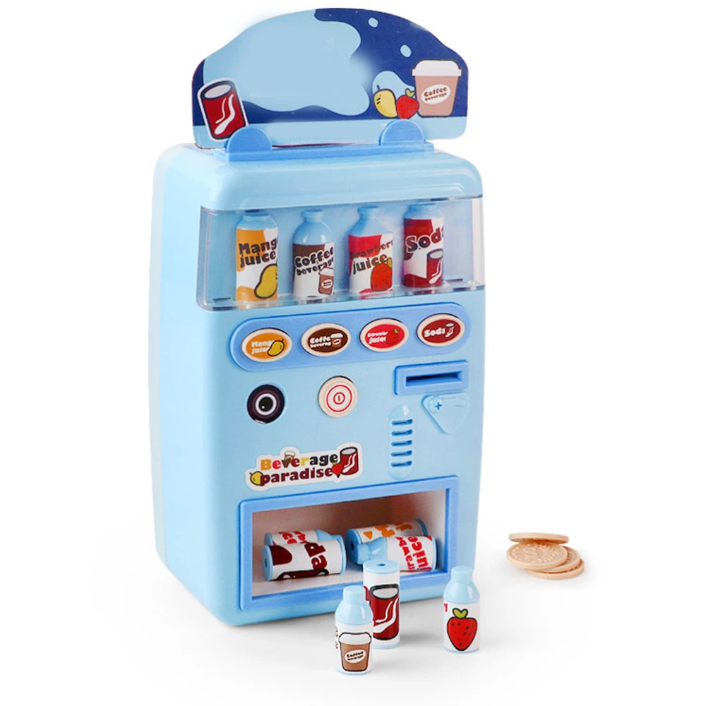 1Pc Simulation Vending Machine Toy Code Payment Beverage Machine Play House Toy Early Learning Toy for Kids Blue