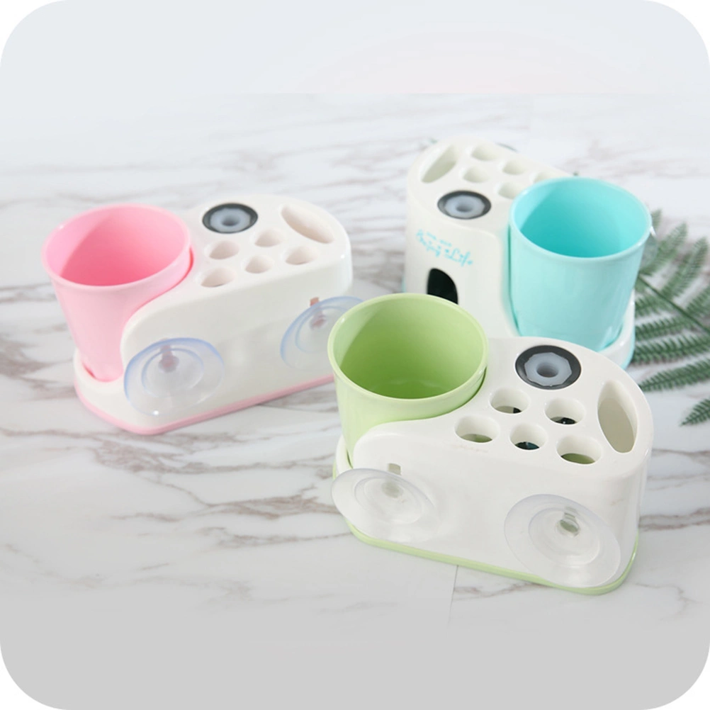1Pc Punch-Free Toothpaste Dispenser Wall-Mounted Toothpaste Squeezer Toothpaste Storage Rack White(Pink)